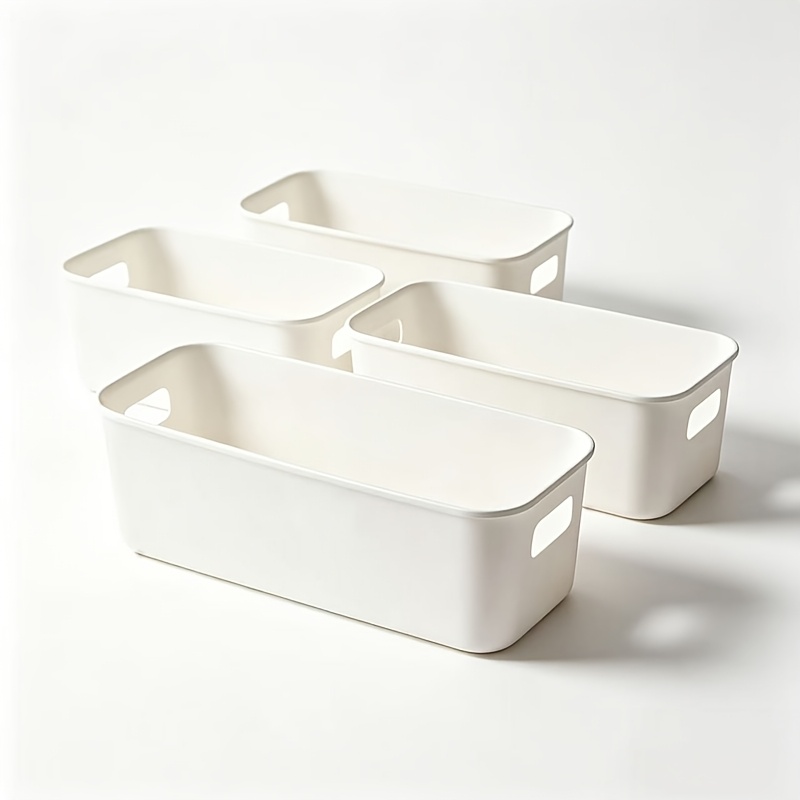 TEMU Juego de 4 cajas de almacenamiento de plástico apilables con , cajas de almacenamiento de maquillaje, cajas de almacenamiento de accesorios de