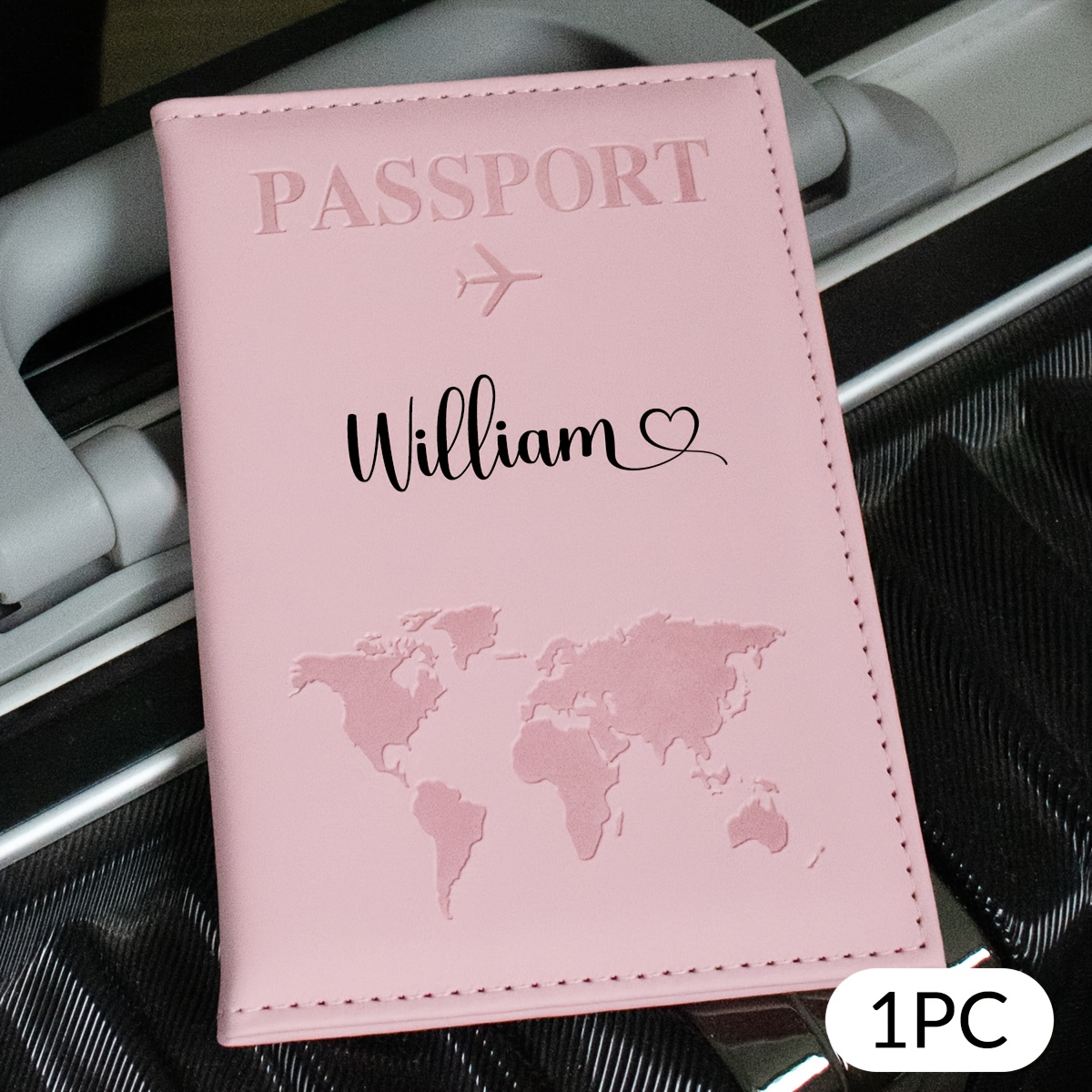 TEMU Porte-passeport de voyage personnalisé, couverture de passeport synthétique personnalisée avec nom, portefeuille de ticket personnalisable,