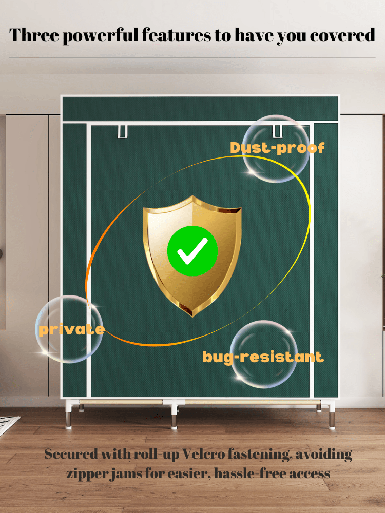 1pc large portable closet organizer with dust cover durable hangers easy assembly closed storage for bedroom dorm ideal for clothes bedding linen organization closet organizers and storage portable closets Product details 1