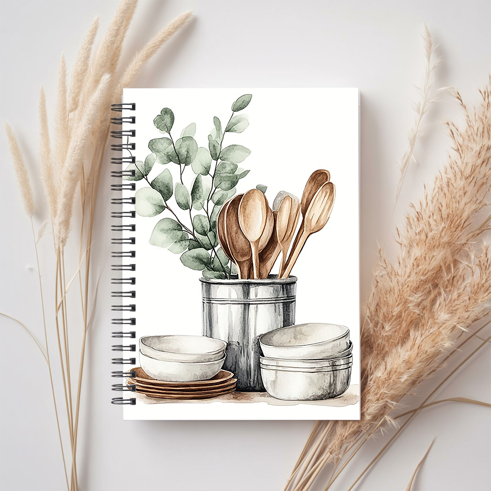 TEMU Stylish Watercolor Kitchenware Notebook - Ideal For Down Recipes And Planning Meals