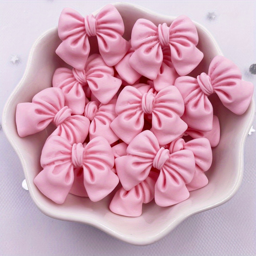 Image of 12pcs Random Mixed Color Resin Colorful Painted Bowknot Flat Back Stone Figurines Diy Bow Decor Jewelry Crafts Accessories Supplies
