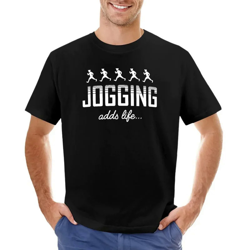 

Men' Jogging Adds Life Graphic T-shirt - Retro Punk Rock Style, Casual Tee With Printed Design, Comfortable Round Neck, Machine Washable, Wear, Apparel | Retro Punk Shirt |