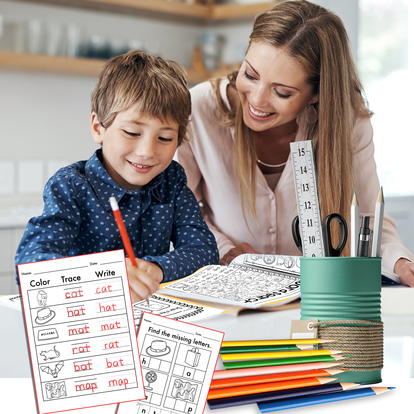 1pc Educational Activity Book Learn words for Children: lmprove Learning Ability with Letters