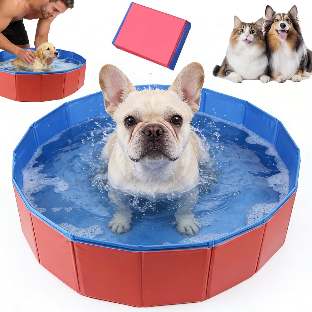 Image of 60 X 20cm Foldable Bathtub And Swimming Pool, Built-in Drain Valve, Space- Design, Perfect For Small Dogs, Cats, Garden Washing, Beach Use And Living Room Relaxation