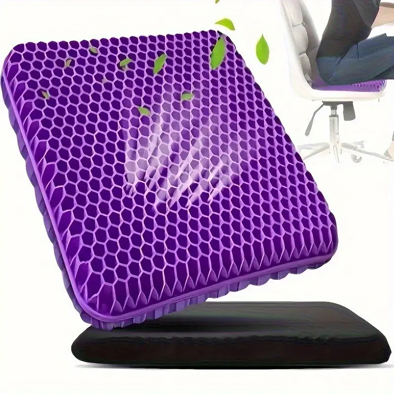3 1pc gel cushion with non slip cover honeycomb design durable zipper closure for office home car chair use non slip cover absorbs pressure points cooling and comfortable details 0