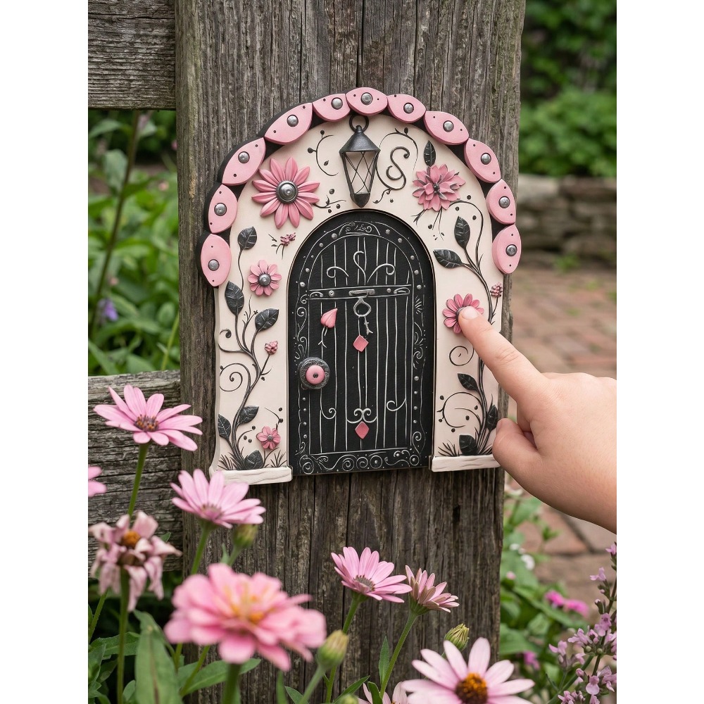 3pcs natural wood fairy door decor suitable for indoor outdoor miniature garden doors with retro fairy theme freestanding ornament for fairy gardens desktop whimsical   decoration for  