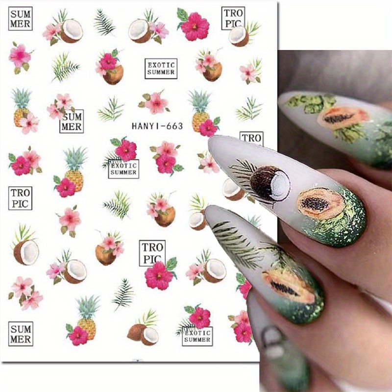 3d nageldesign aufkleber sommer kokosnuss tropische bltter - Temu Germany