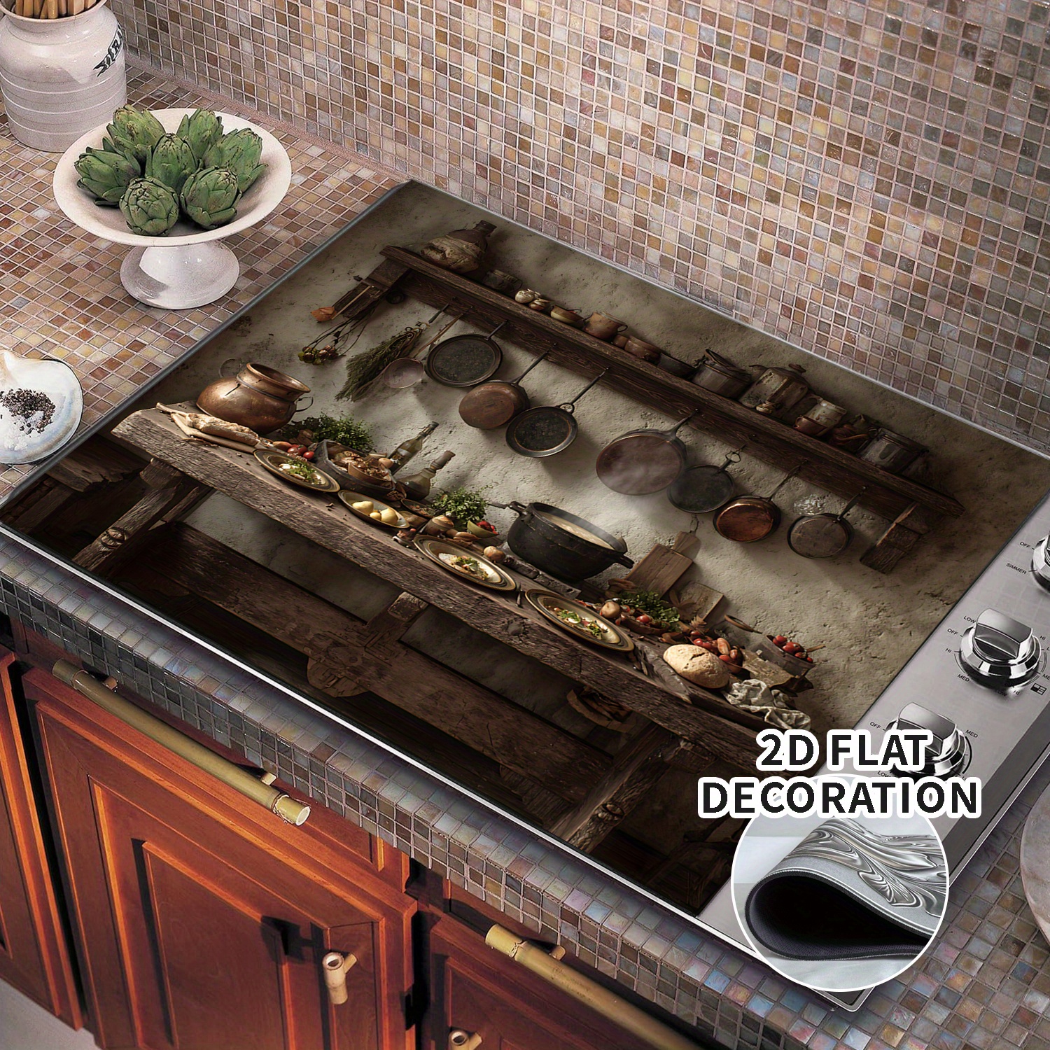 TEMU 1pc Compatible For Electric Stoves Stove Top Cover - Modern Flat -compatible Spade/ Screw, Installation, Conceals Components, Enhances Kitchen