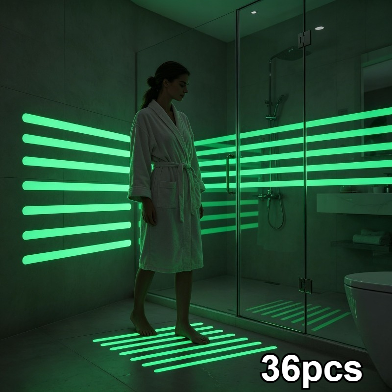 TEMU 36pcs -the-dark Anti-slip Stair Treads Self-adhesive Suitable For Indoor Stairs & Floors, Transparent Plastic Safety Step Stickers With , No