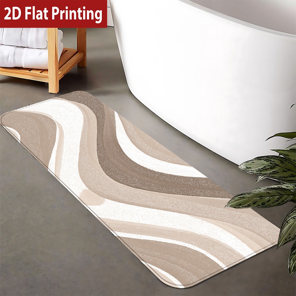 TEMU 1pc, Brown And White Wavy Geometric 2d Flat Printing Pattern, Suitable For Multiple Scenes, Home Decor, Daily Or Festive Atmosphere Decoration,