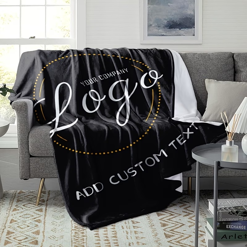 TEMU [customized] 1pc Customized Logo Photo Flannel Blanket, Custom Blanket, Suitable For Camping, Travel, Sofa, Living Room Nap Blanket, Overs Soft