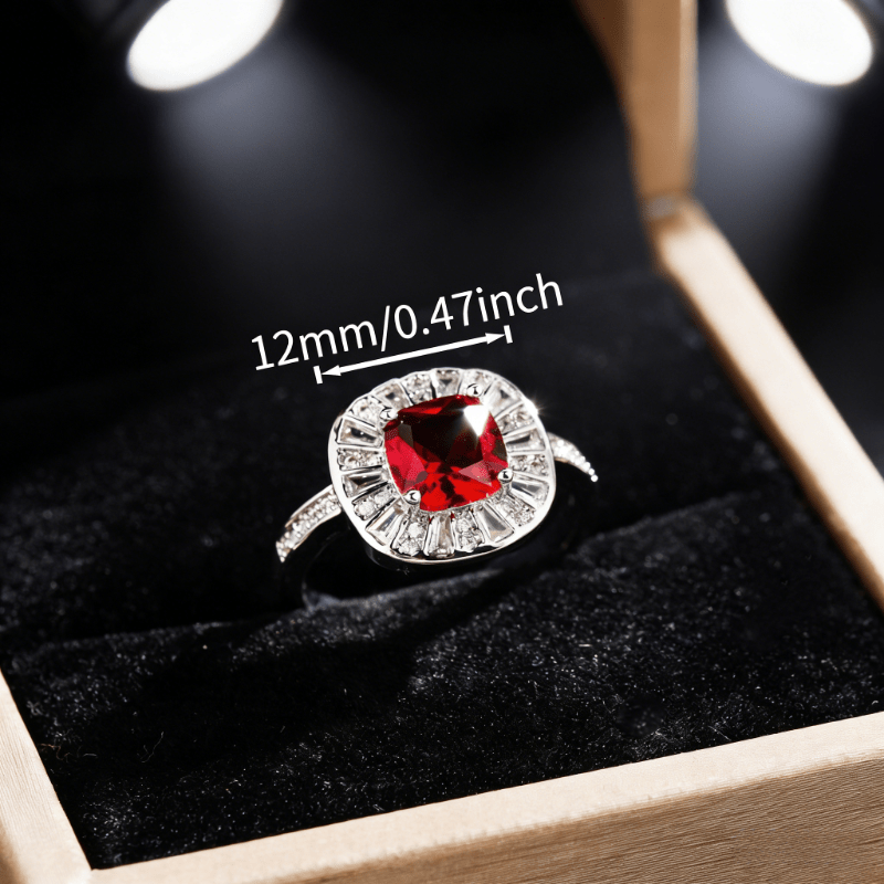 Unisex Elegant Red Zirconia Gemstone Ring, Daily Wear