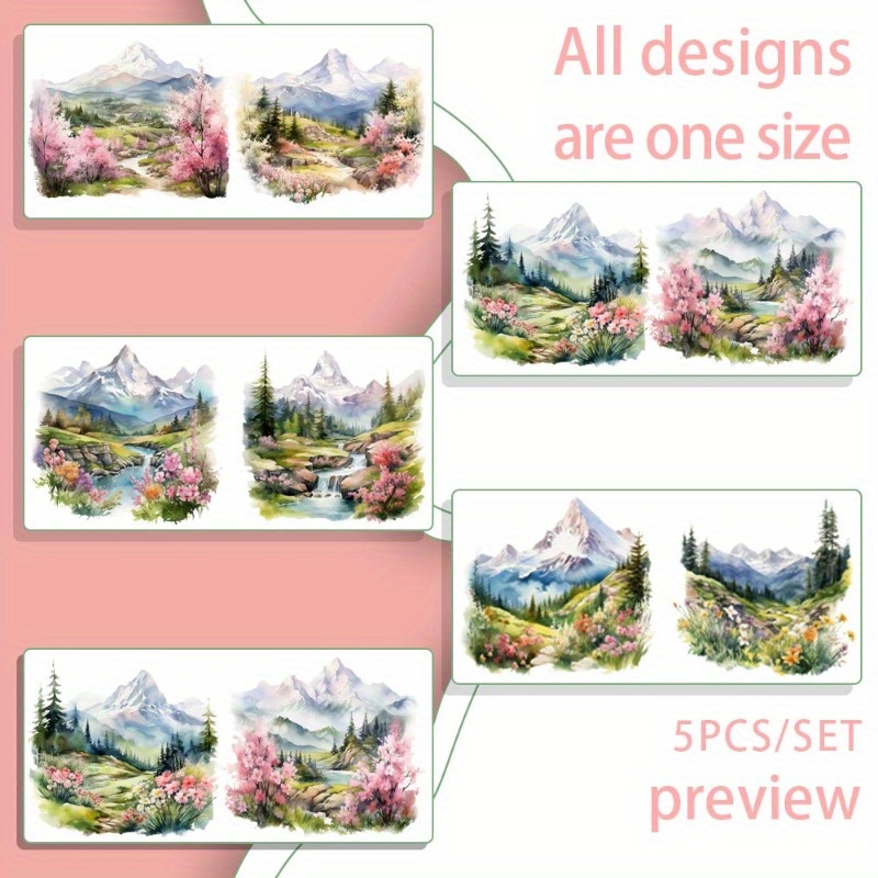 TEMU 5pcs/ Set 16oz Transfer Paper Uv Dtf High Self-adhensive Decor Wraps Transfer Paper To 16oz Glass Jars