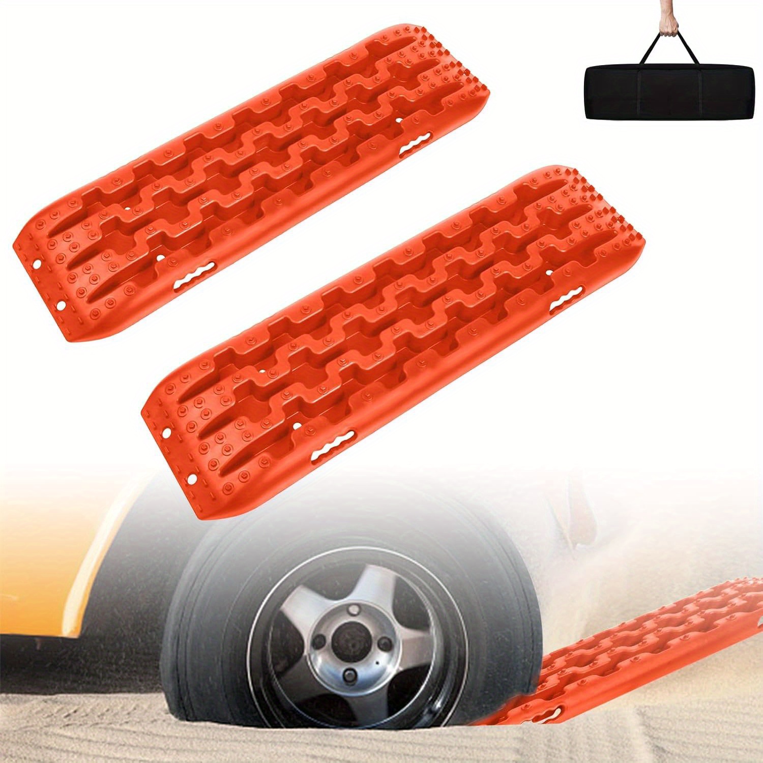 TEMU Traction Aid Sand Sheets Pack Of 2, 10t Offroad Recovery Boards Traction Mats Traction Aid For Mud Snow, Tyre Ladder For Truck, Traction Aid