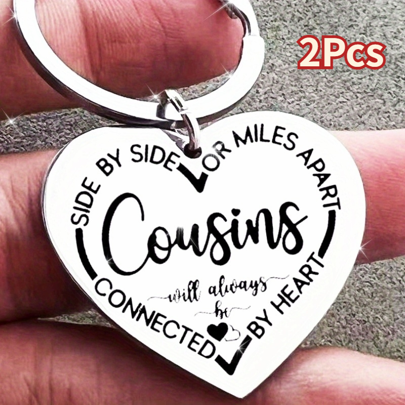 

2pcs Cousins By Keychains, Steel Shaped Key , For Cousins