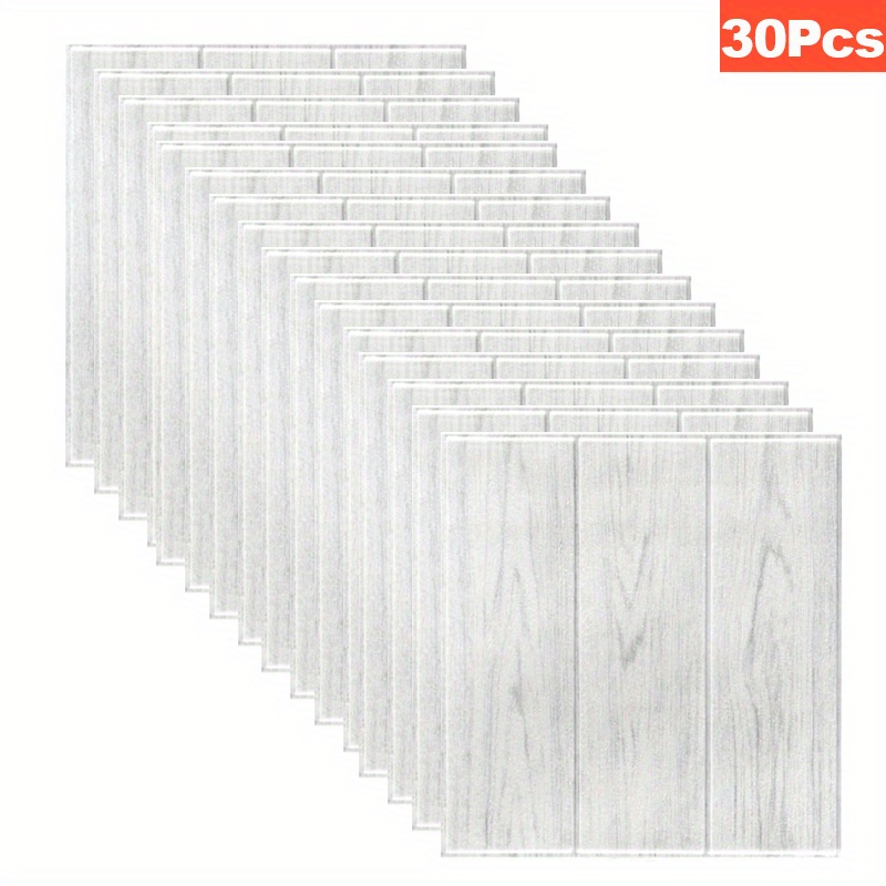 Image of 30pcs Self-adhesive Wood Grain Wall Stickers, Washable Shapes And Stripes Wallpaper, Random Match Peel And Stick Wall Decor For Bedroom, Living Room, Office