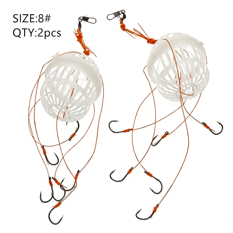 TEMU 2pcs Silver Carp Cage Explosive Hook Bait Cage Carp Hook Set Sea Rod Fish Hook Fishing Additions Set