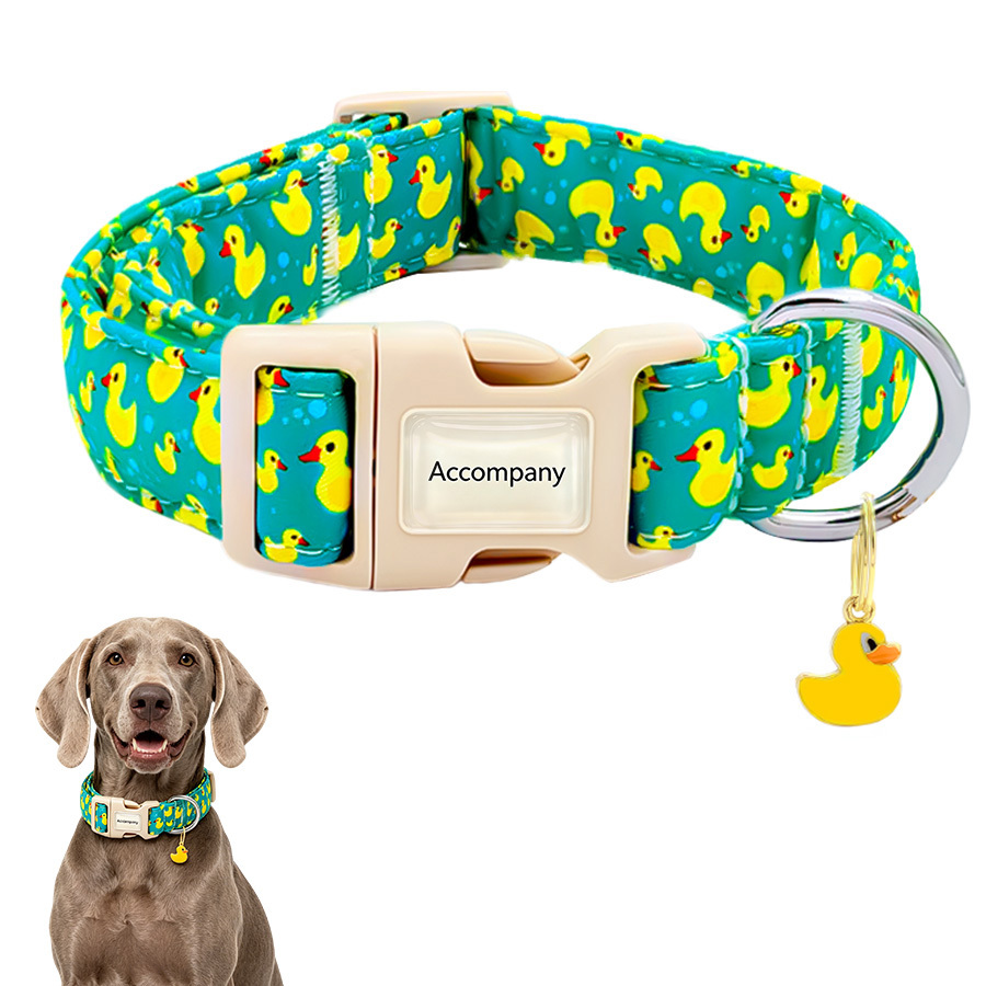 TEMU Printed Dog Collar, Summer Seaside Style, Collar With Safety And Design, Neck Accessory For Small To Medium Dogs For Outdoor Use