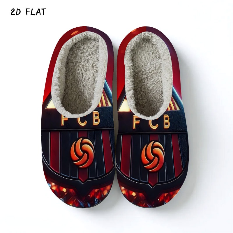 TEMU Men's Fcb 3d Print Indoor Slippers, Non-slip House Shoes With Vibrant Floral Design, Multiple Specifications , Comfortable For Daily And Casual