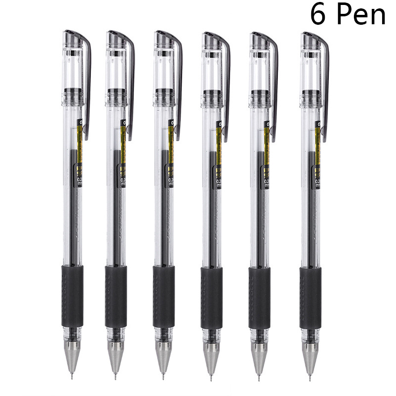 TEMU Set Of 6 Gel Ink Pens With A 0.28mm Extra Fine Tip, Designed For Precise Writing In Finance, , Office Tasks, Schoolwork, And Journaling, Ideal