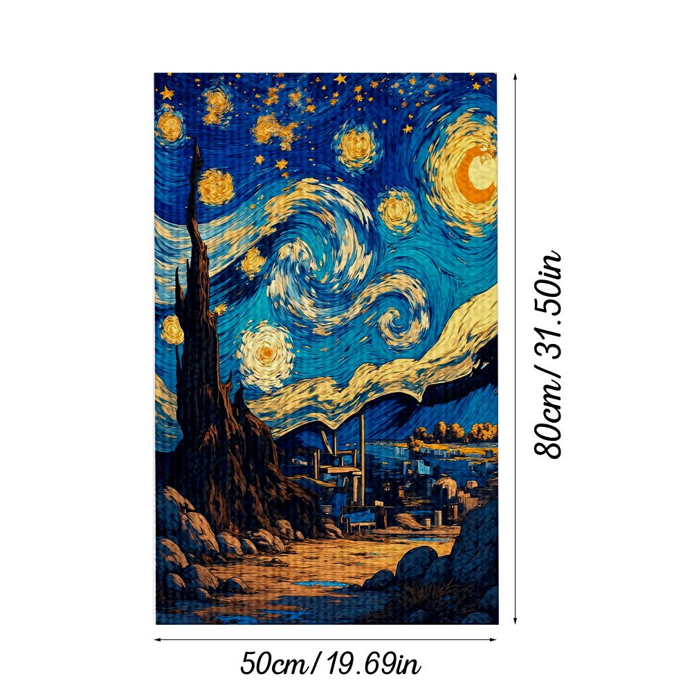 TEMU Griffoir mural pour chat avec impression Nuit Étoilée Van Gogh, Art , Illuminez votre Mode ! Protection de meubles résistante à l' et aux
