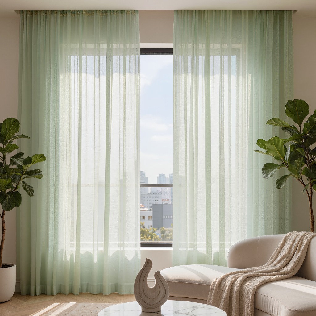 TEMU Ensemble de 2 pièces de gaze de fenêtre intérieure verte pour tendres, filet léger et respirant, adapté à à coucher, à silencieuse, à de facile
