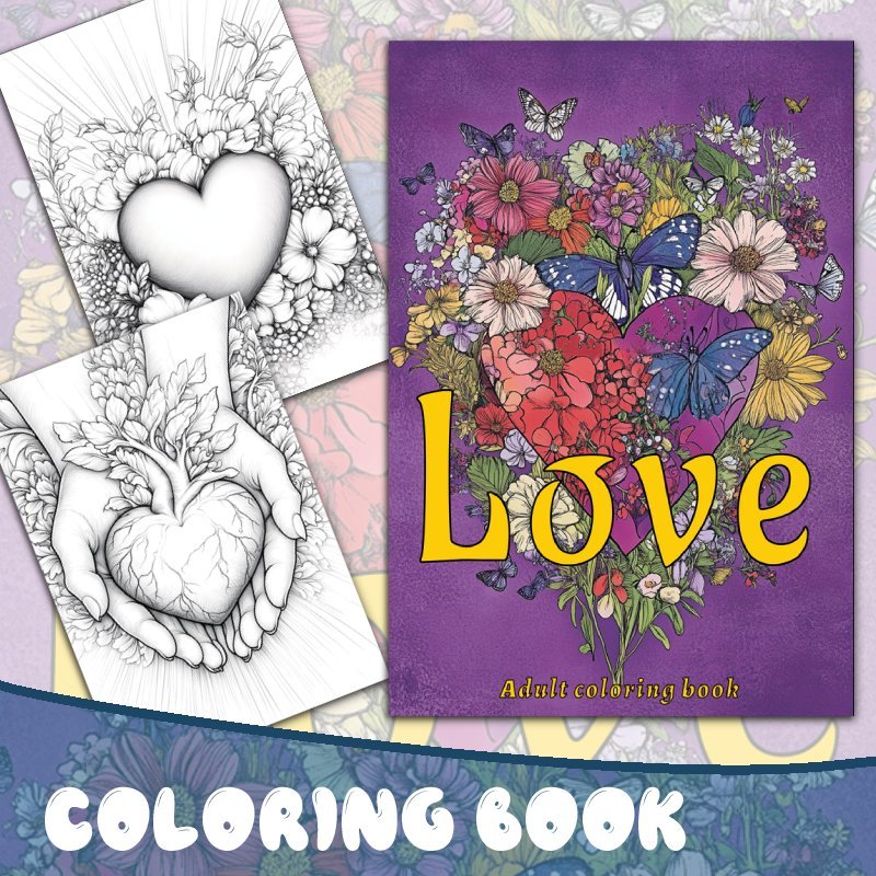 

1pc Love Themed Adult Coloring Book, 22 Pages Paper, Drawing & Painting Diy Activity, Gift For Birthdays, New Year, Christmas - Mixed Color Paper Material