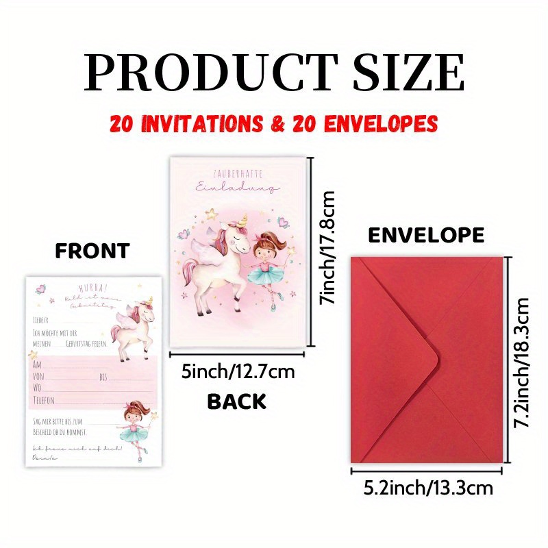 Image of Invitation Set Including 20 Cards And 20 Envelopes Featuring A Cartoon Horse, Ideal For Celebrating Milestone Birthdays. Perfect For Inviting , , Or For Graduation Parties And Decorations