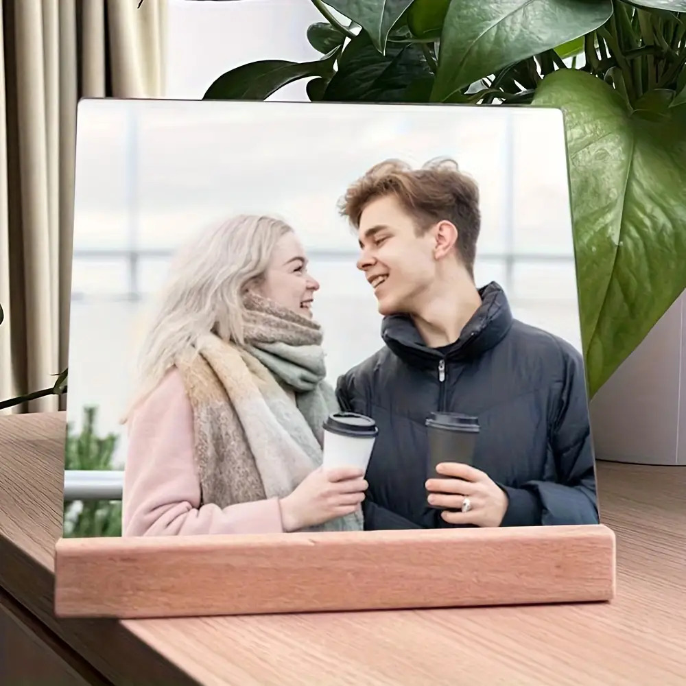 TEMU Cadre Photo Bohème 2D Plat, 1 pièce, Présentoir de Table Personnalisé en Acrylique pour Toutes avec Photo - Vitrine pour Photos, , Noël, pour