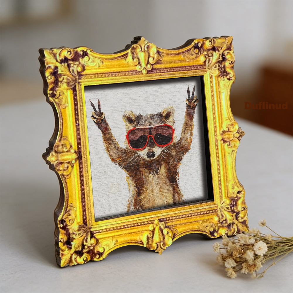 TEMU 1pc Duflinud Raccoon Magnet With Glasses - Fridge Magnets Suitable, Thumbs Up Victory Gesture Decoration, Wood Grain Mini Decor For Refrigerator