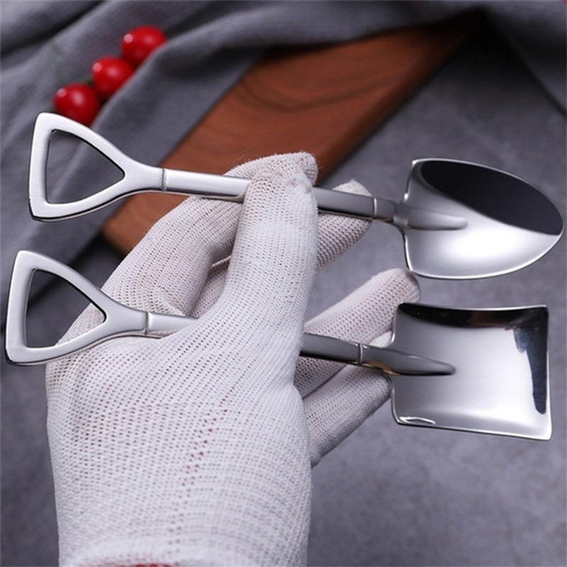 8pcs stainless steel coffee ice cream spoon set shovel shaped dessert spoons with ergonomic handles   parties weddings details 7