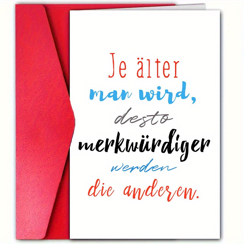 TEMU 1 Cute German Birthday Greeting Card With Envelope - High-quality Paper, Design, Family, , Colleagues, Girlfriend, - Unique Text Layout For ,