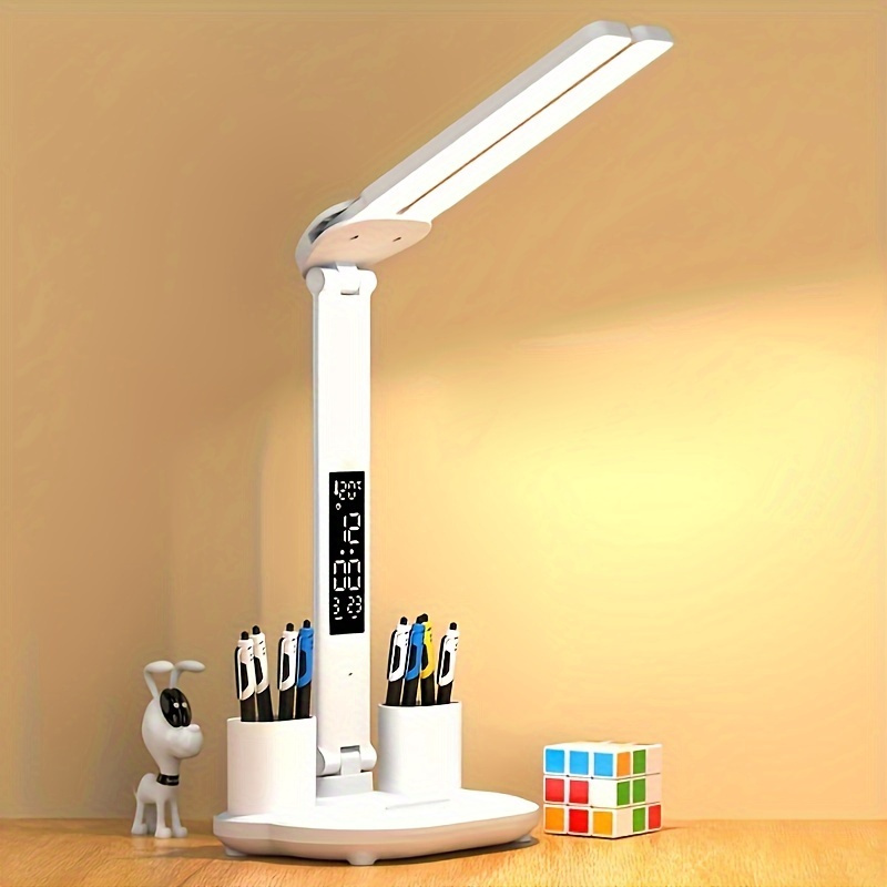 Smart LED Desk Lamp – USB Powered Eye-Care Reading Light with Flexible Neck, Digital Time Display & Adjustable Workspace Lighting for Home Office — Zaynora Luxury Marketplace