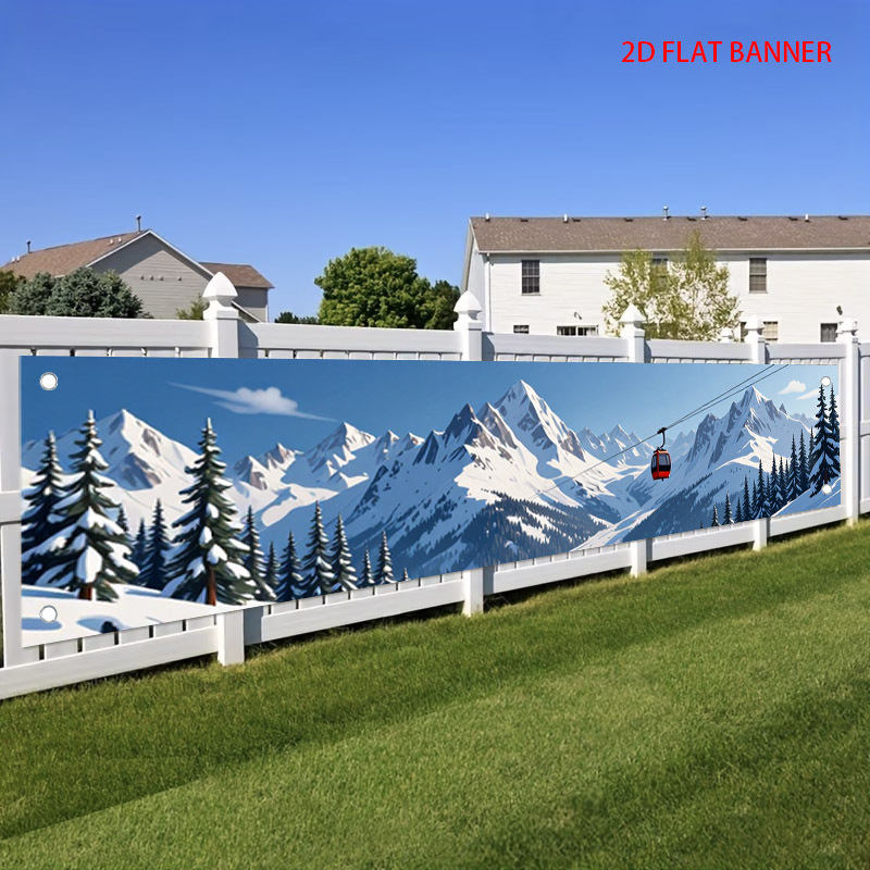 TEMU 2d Flat, 2d Flat Banner: 1 Large Banner. Beautiful Ice And Banner. Winter Ski Resort Hanging Banner. Giant -themed Party Supplies For Outdoor,