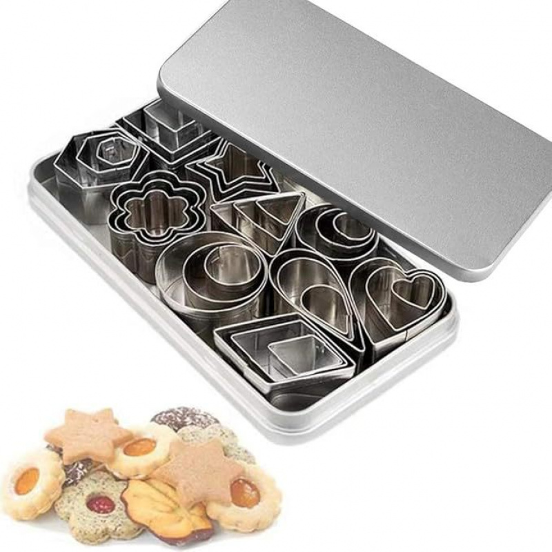 30pcs stainless steel cookie cutter set   flower cookie press mold diy baking tools