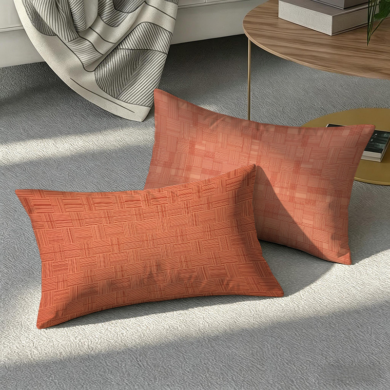 TEMU 2 Pack Modern Throw Pillow Covers, 50x30cm Orange Geometric Decorative Rectangular Cushion Cases For Living Room, Couch, Sofa, Bedroom,