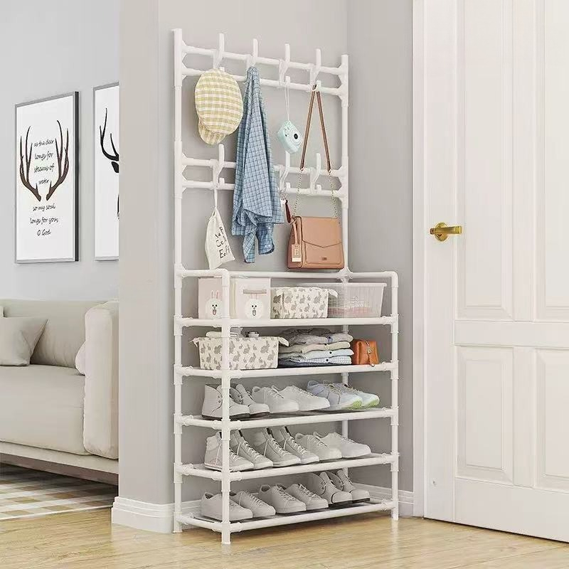 TEMU 2026 New Style Coat Rack, Organizes Coats, Hats, And Bags At The Doorway. 5-tier Freestanding Metal And Plastic Shoe Rack. Rack Comes With 8