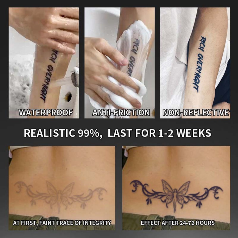 6pcs Waterproof Herbal Temporary Tattoo Stickers with Meaning