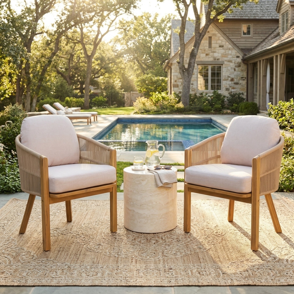 Courtyard Dining Chairs (2pcs Set) Soft Padded Seats Can Be Used As Dining Chairs Or Leisure Chairs With Detachable Cushions Suitable For Various Spatial Environments