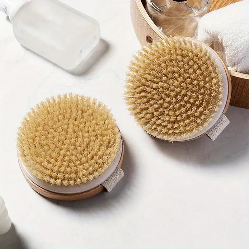 broche de massage à poils naturels - poils et avec manche ergonomique en bois pour humide/ , beige , outil d exfoliation et , piles/électricité, idéal pour , design compact pour voyage Détails du produit 0