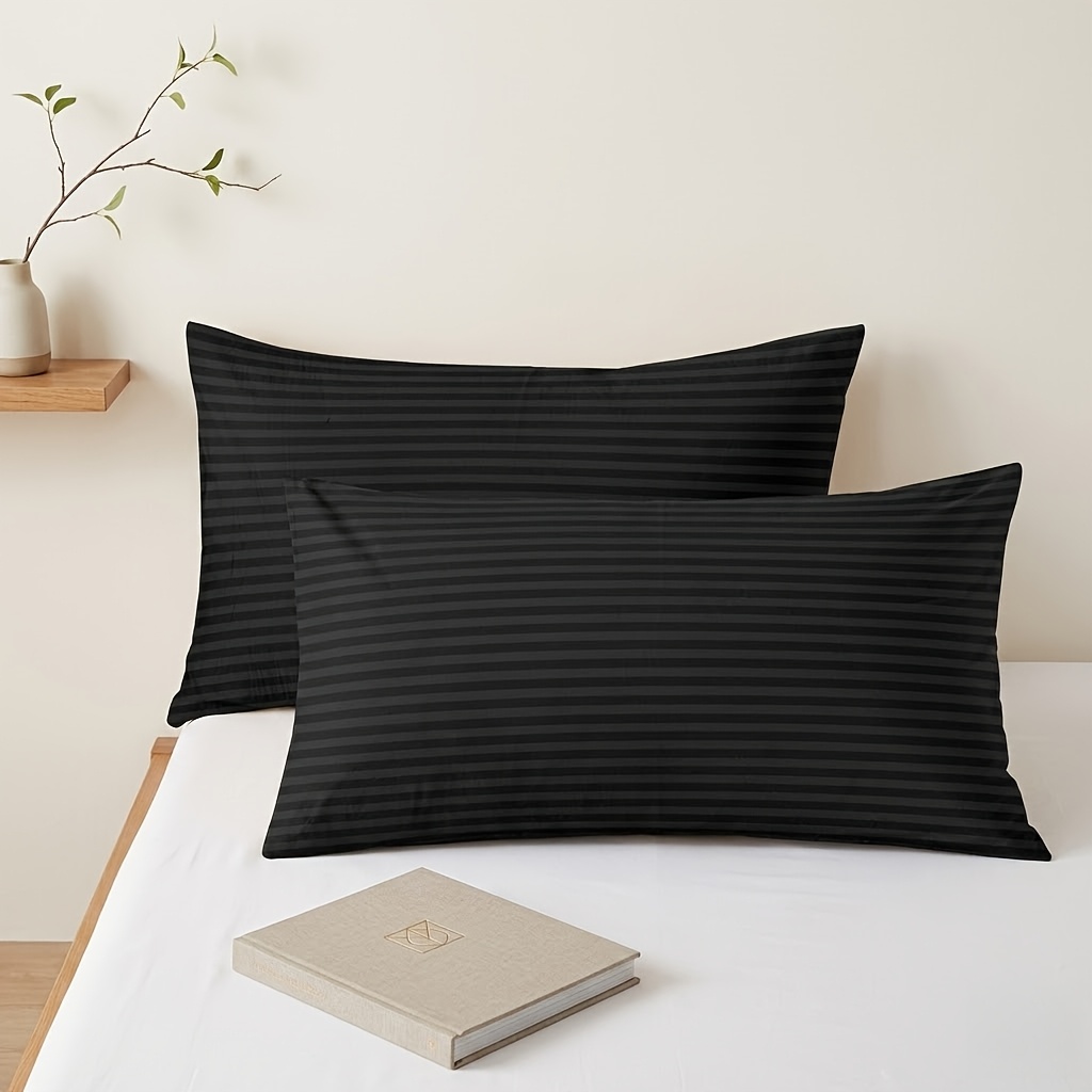 TEMU 2d Printed 2pcs Set Of Dark Stripe Pillowcases, Suitable For Bedroom, Sofa, Living Room, And Car Decoration, Single-sided Print Design, Pillow