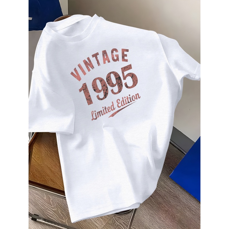 

T-shirt à manches courtes et col rond imprimé vintage pour homme 1995, tee-shirt décontracté et élégant cadeau