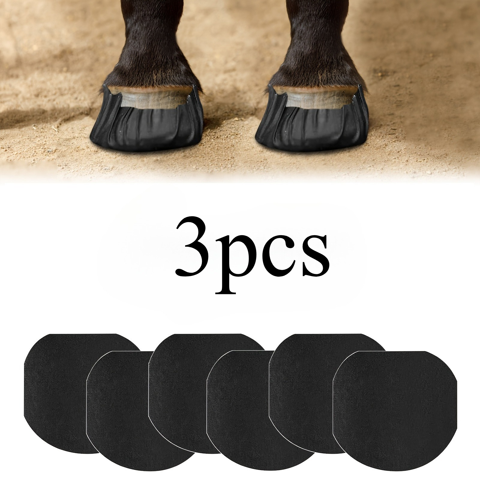 TEMU 3pcs Felt Horse Hoof Pads, Self-adhesive Anti-slip And Wear-resistant Pads, Fit To The Of The Horse Hoof, Not Easy To Fall Off, Protect The Hoof