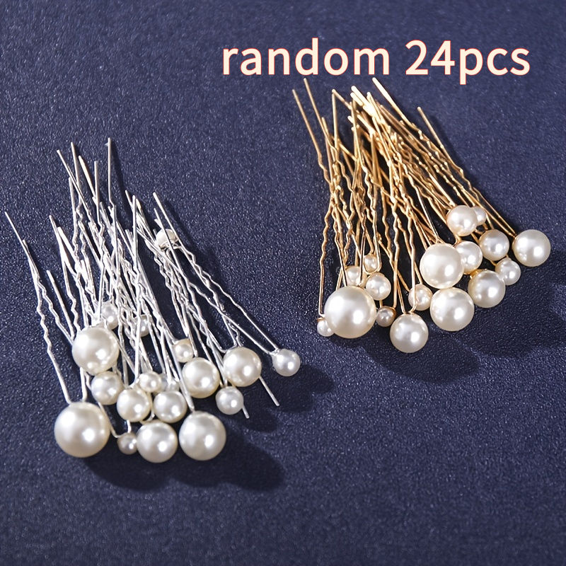 Random Size Pearl Fork Bridal Headpiece with U-Clip