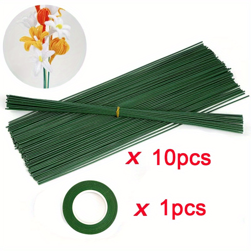 E-shop 10/20 Stück Blumenstiele und 1/2 Rolle Blumenaufkleber, Blumen- und Bastelbedarf