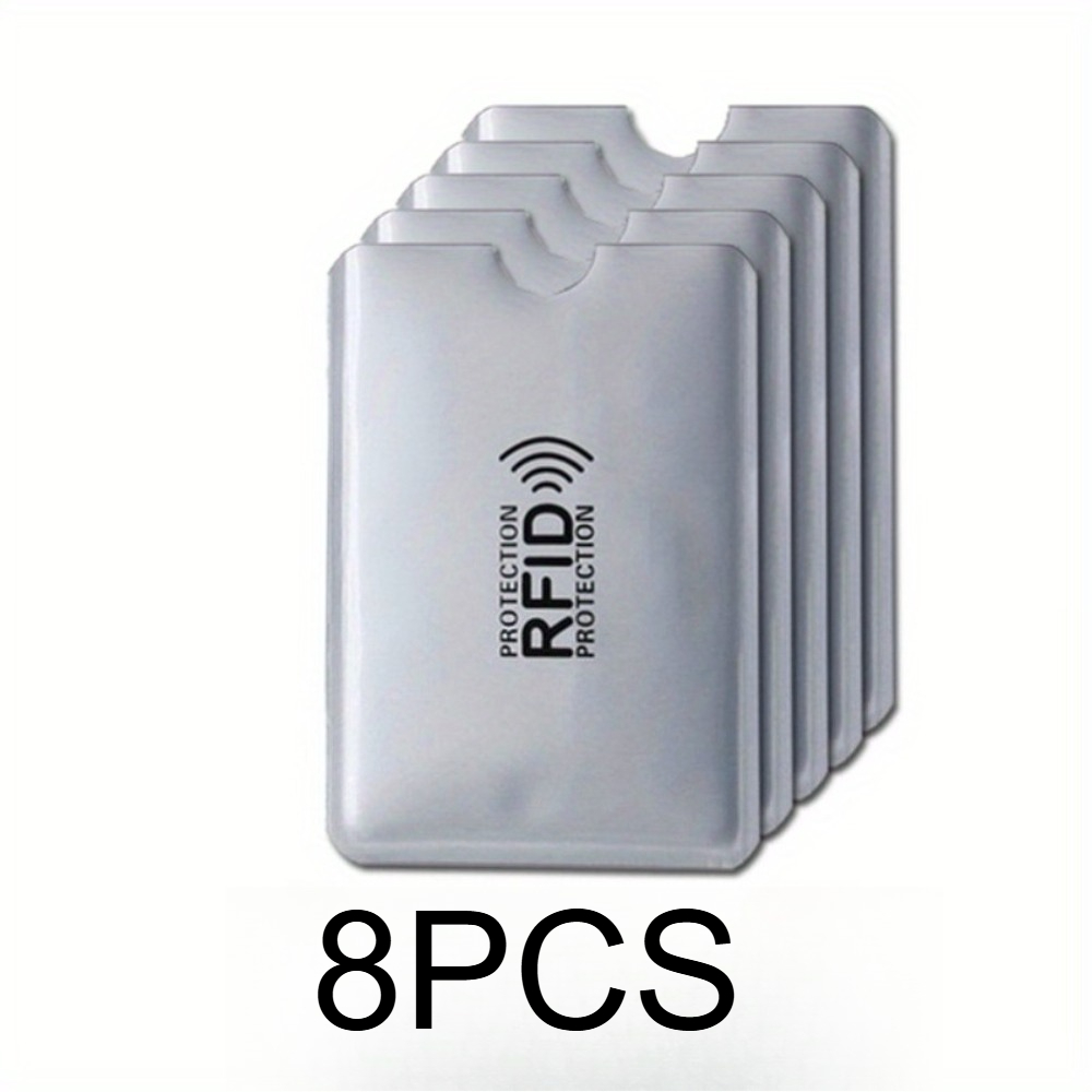 TEMU 2D, confezione da 8 protezioni RFID per carte - Costruzione in alluminio resistente, protezione magnetica, adatte per carte bancarie, carte d',