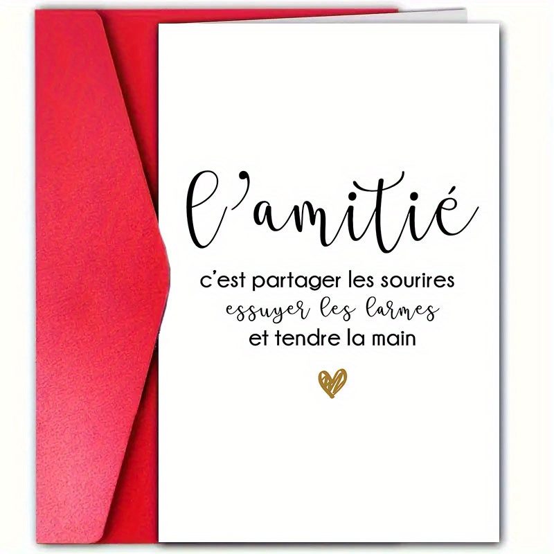 TEMU 1 carte d' personnalisée en français avec enveloppe (4.72In X 7.09In), parfaite pour les de classe, les sœurs ou les copines. pour les