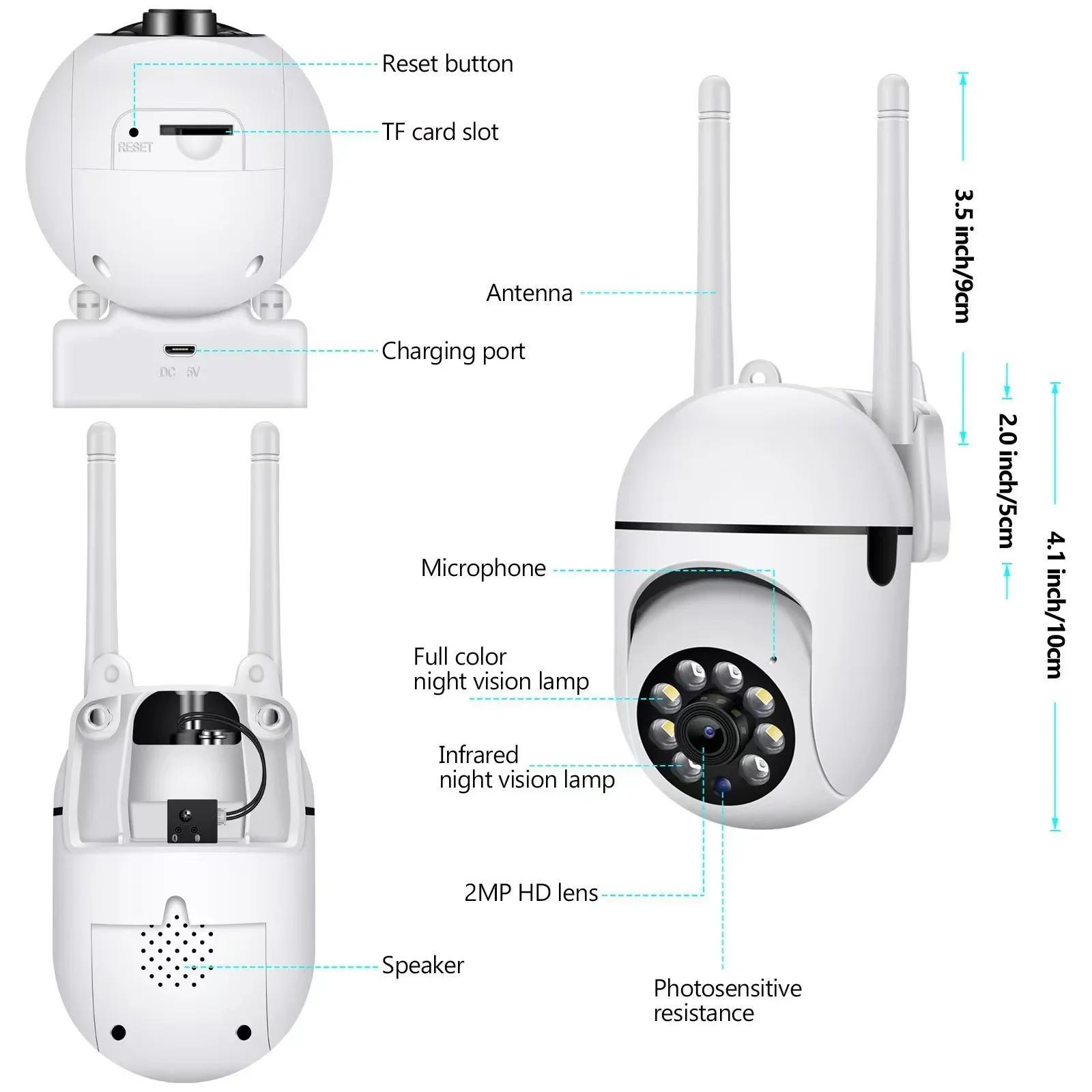 Mini Security Video Surveillance with 64GB Storage Card, Network PTZ Camera, 360 Degree PTZ Panoramic IP Camera, 2.4G Network Camera System, Two-way Audio And Motion Detection, Sound And Light Active Defense Alarm Notification, APP Remote Control Bab details 7