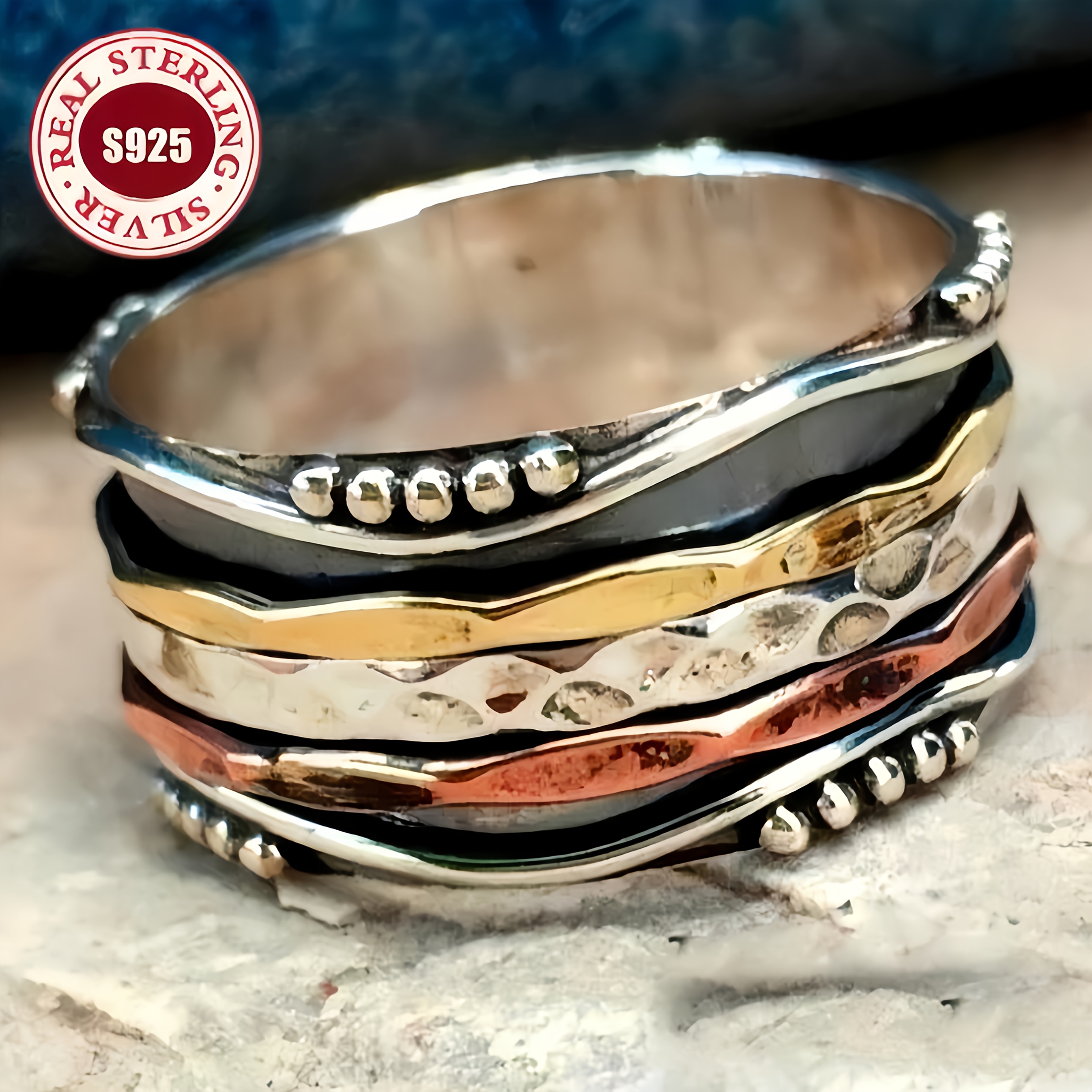 TEMU Women's Bohemian Ring- Layered Metal Jewelry, Layer- Everyday And Party Jewelry Gift For Women- Suitable For Casual And Formal Outfits, Vintage