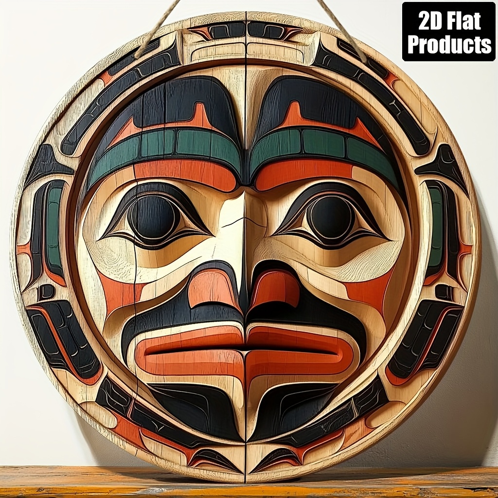 TEMU Panneau décoratif en bois plat 2D, 1 pièce, rond, sur le thème , idéal pour bar, cuisine, café, salon, bureau, cadeau de Noël
